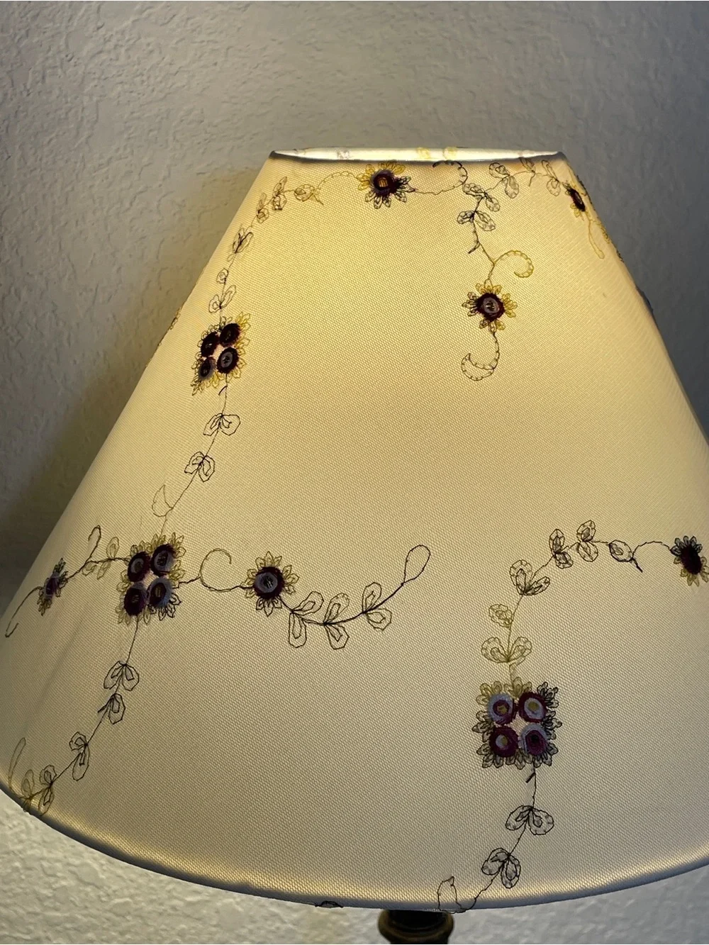 Pair Embroidered Rose Fabric Lamp Shade 10
